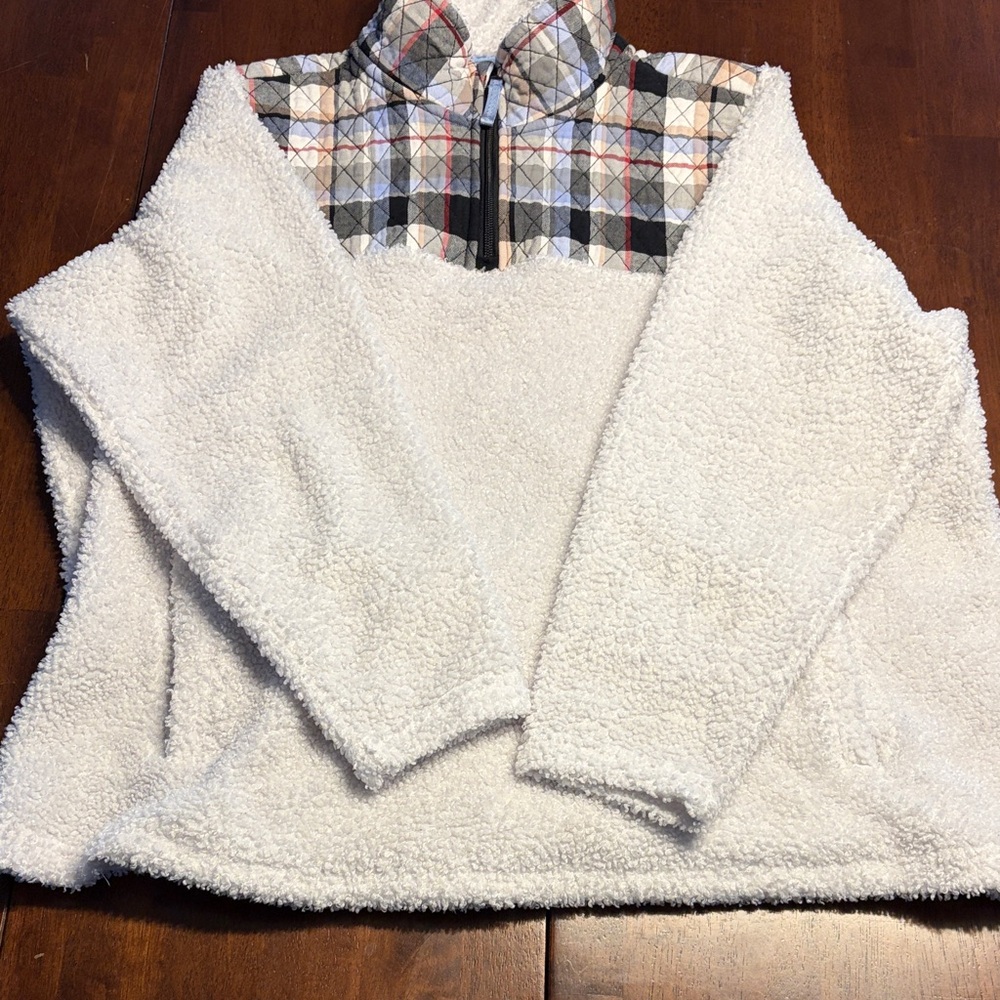 Vera Bradley White Sherpa Cowl Neck Sweater